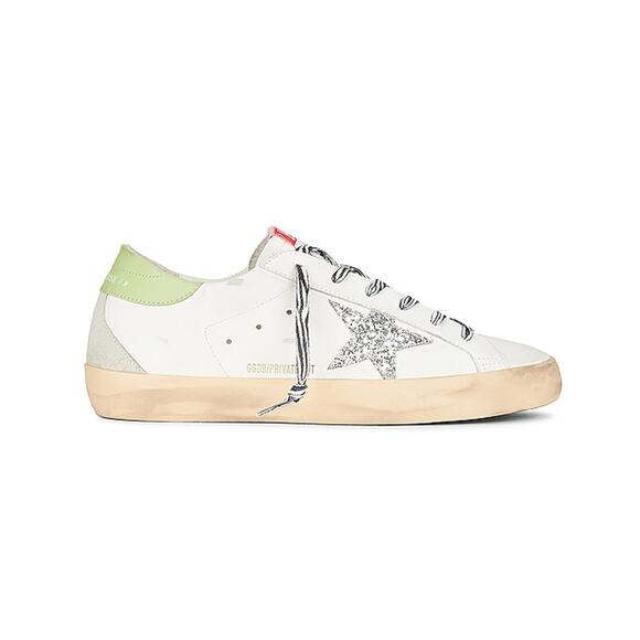 Golden Goose White Green & Grey Super Star Sneakers Size 40 EU / US 10